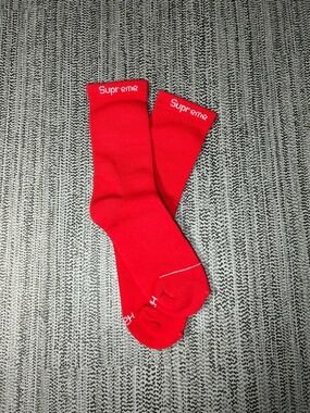 Supreme Red Crew Socks